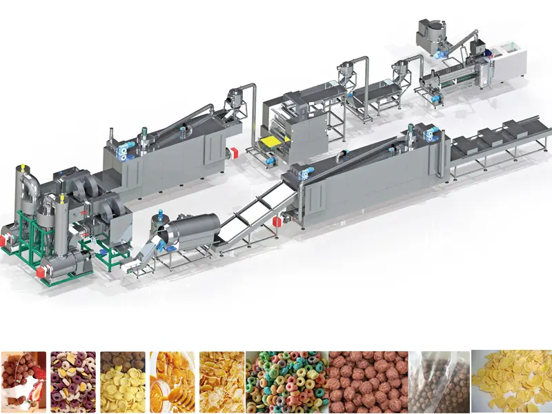 Breakfast cereals corn flakes processing line