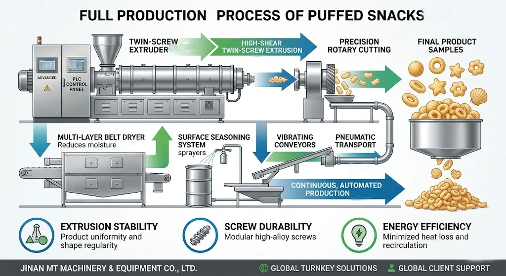 corn puff production line Puffed Snack Production Line Trial Run